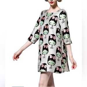 NWT RETEAR Fashion Round Neck Jacquard Floral Dress